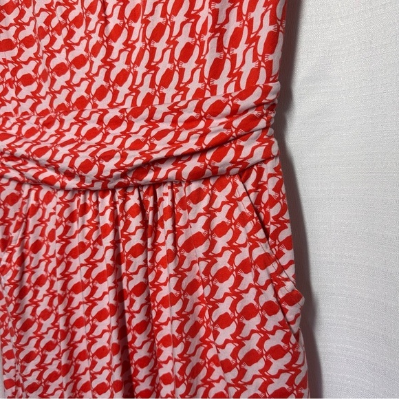 Boden Margot Jersey Dress Coral Sea Bird Dove Print Women’s Size 4 Career Preppy - Picture 5 of 12